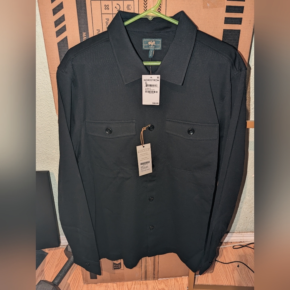 Soft Cloth Melrose Shirt Jacket in All Day Stretch Jersey Black Beauty